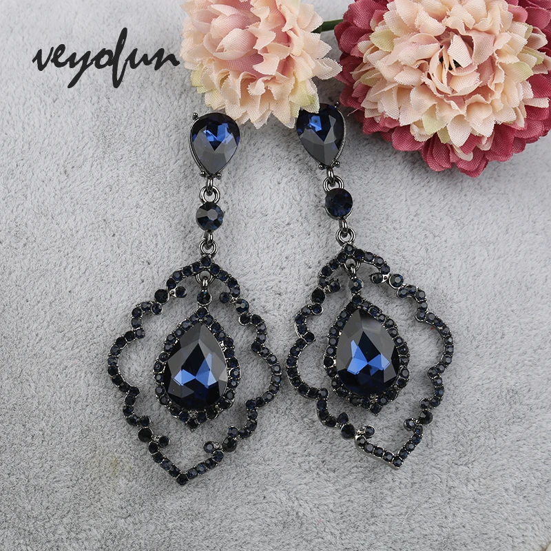 Veyofun Hollow Vintage Rhinestone Crystal Drop Earrings Fashion Party Dangle Earrings Jewelry for Women Gift New Wholesale