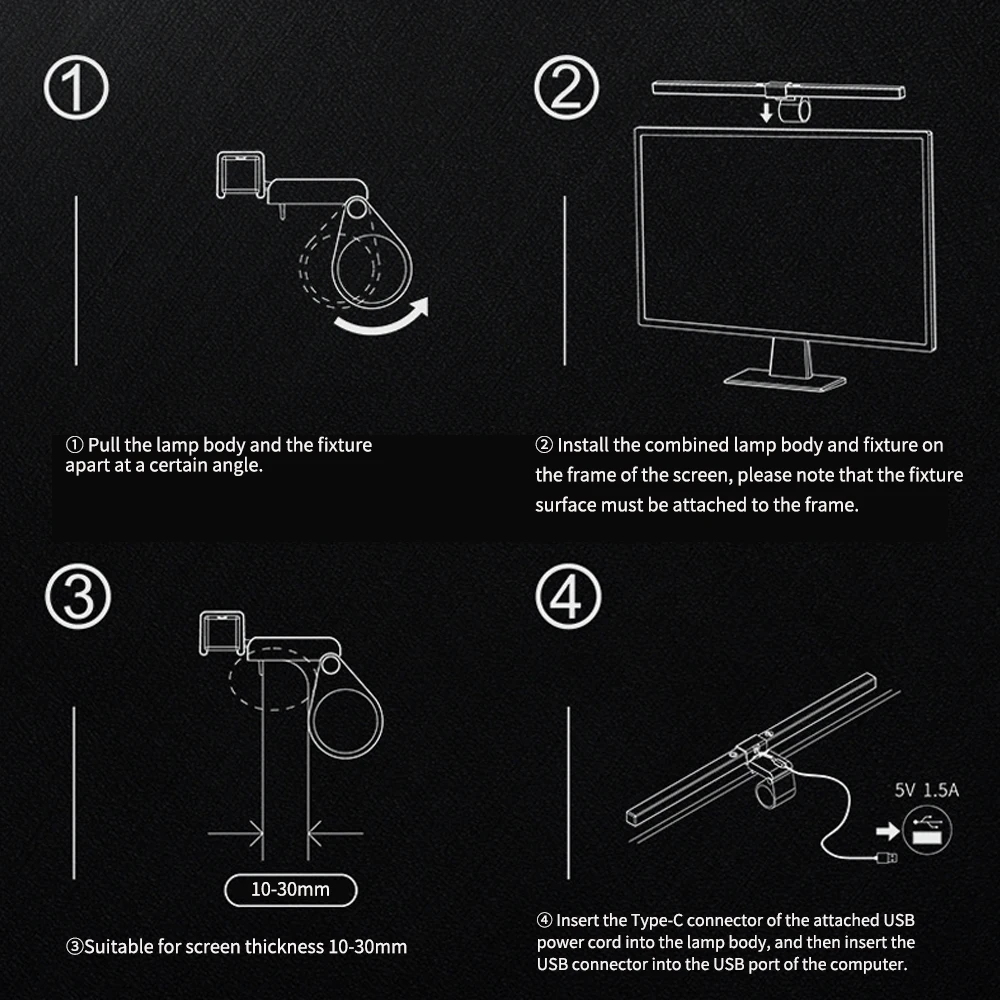 E-kong Smart Eye Protect Neutralize Blue Light Table Lamp Computer Screen Hanging Light Automatic Tracking of  Color Temperature