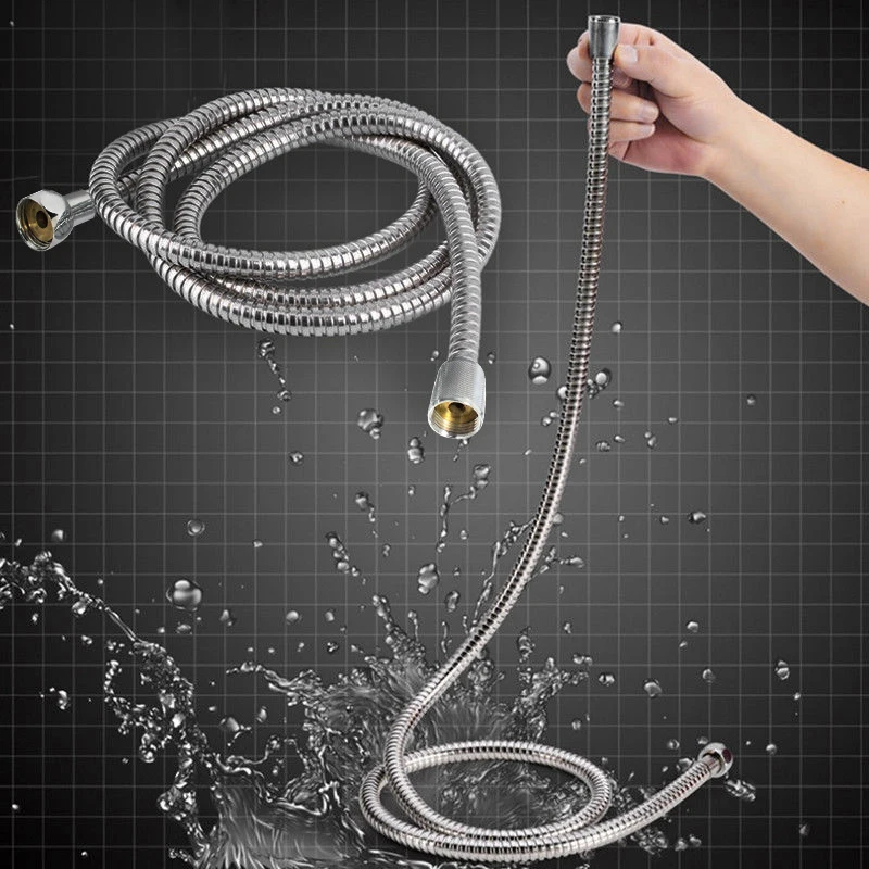 Stainless Steel Flexible Water Pipe Bathroom 3/2/1.5 M Shower Head Hose Pipe Washers Chrome Durability Shower Head Hose Gasket