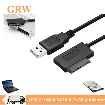 Grwibeou USB 2.0 to Mini Sata II 7+6 13Pin Adapter Converter Cable For Laptop CD/DVD ROM Slimline Drive Converter HDD Caddy