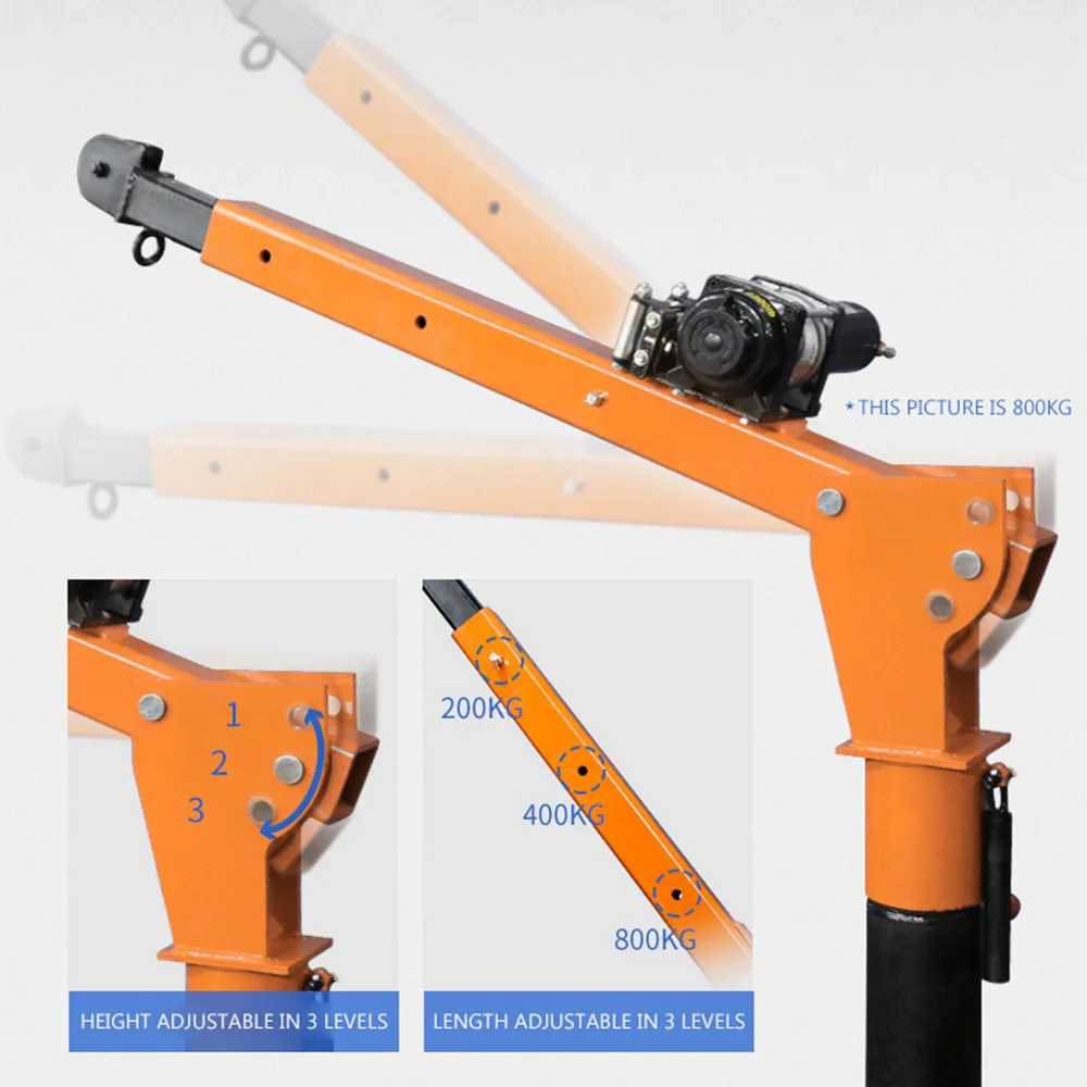 가정용 전기 호이스트 크레인, 트럭 크레인, 자동차 리프팅 크레인 기계, 원격 제어, 12V, 24V, 3000lbs 모터, 500kg