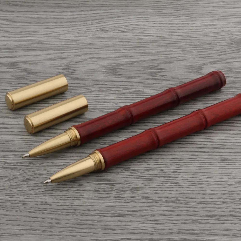 Luxur Quality Brass Bamboo Roller Ball Pens Stationery Student Office School Supplies Spin Signature Golden Ink Pens