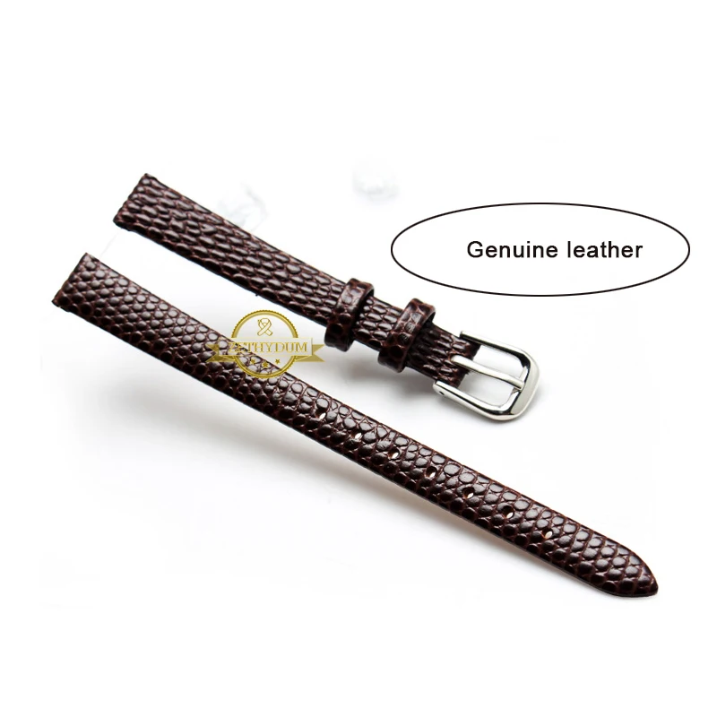 Genuine leather Watchband womens bracelet 6 8 10 12mm lizards leather watch strap small wristwatches belt Pin buckle