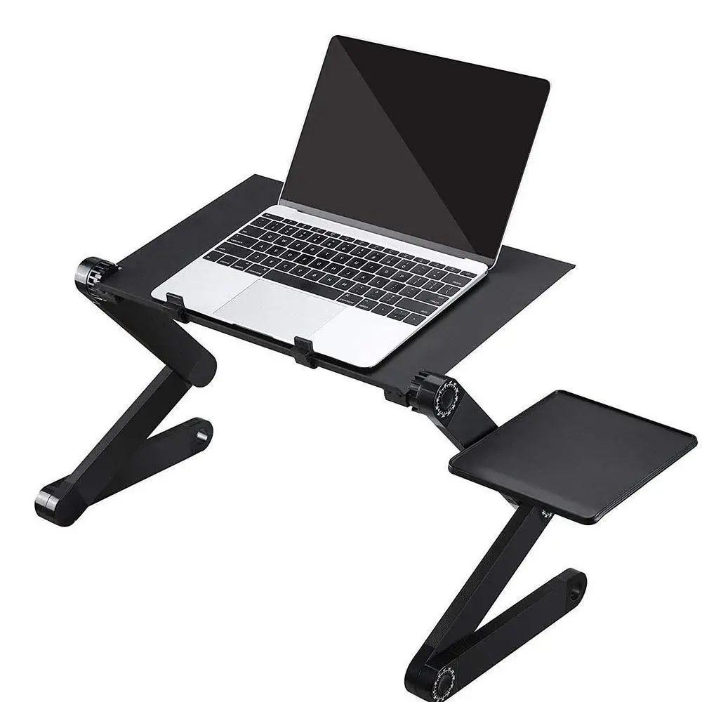 Regulowane aluminiowe biurko komputerowe PC, przenośny stojak na laptopa, łóżko domowe, biurowy uchwyt na laptopa z podkładką pod mysz, 360 stopni