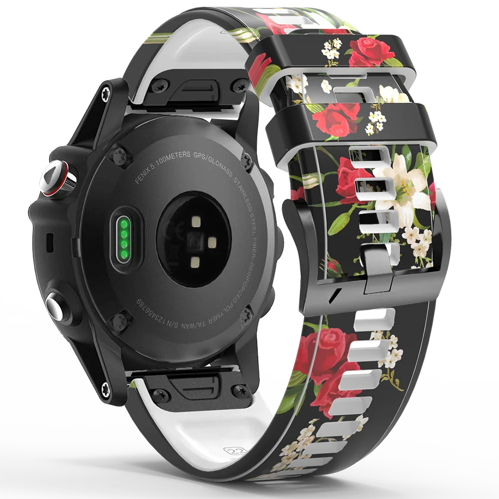 22 26 mm silikonowy pasek zamienny z nadrukiem kamuflażu do opaski Garmin Fenix 8 47 51 mm 7 7X Pro 6 6X Pro 5 5X Plus QuickFit