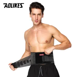 AOLIKES Black Waist Support Brace Belt Lumbar Lower Waist Double Adjustable Back Belt For Pain Relief Gym Sports Accessories