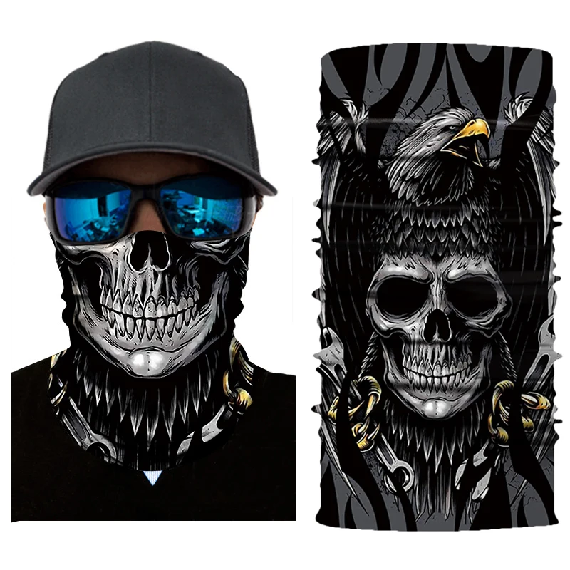 Motorcycle Face Mask Ghost Mask Biker Balaclava Head Scarf Neck Masque Skull Halloween Face Shield Mascara Moto Riding Bandanas