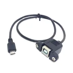 90 Degree Left Angled Micro-USB 5pin Micro USB 2.0 Male to USB2.0 B Type Female Connector Cable With Panel Mount Hole cable 0.3m