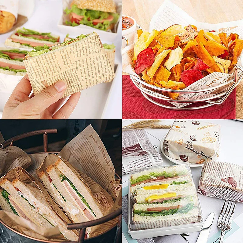 25Pcs/wax Paper Greaseproof Paper Food Packaging Parchment Paper French Fries Burger Cake Sandwich Wrapping Paper Baking Paper