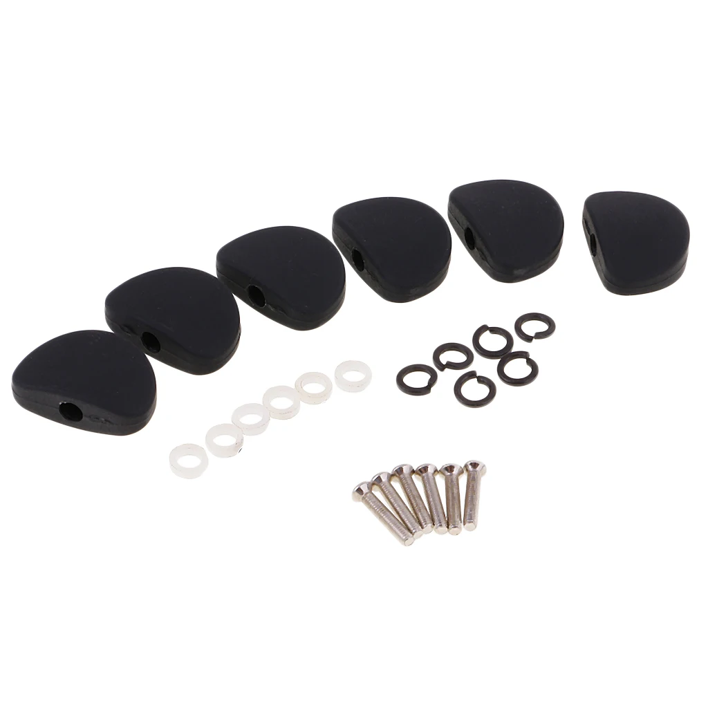 6 Pieces Folk Electric Guitar Black Machine Heads Tuning Pegs Replacement Buttons Knobs Handle