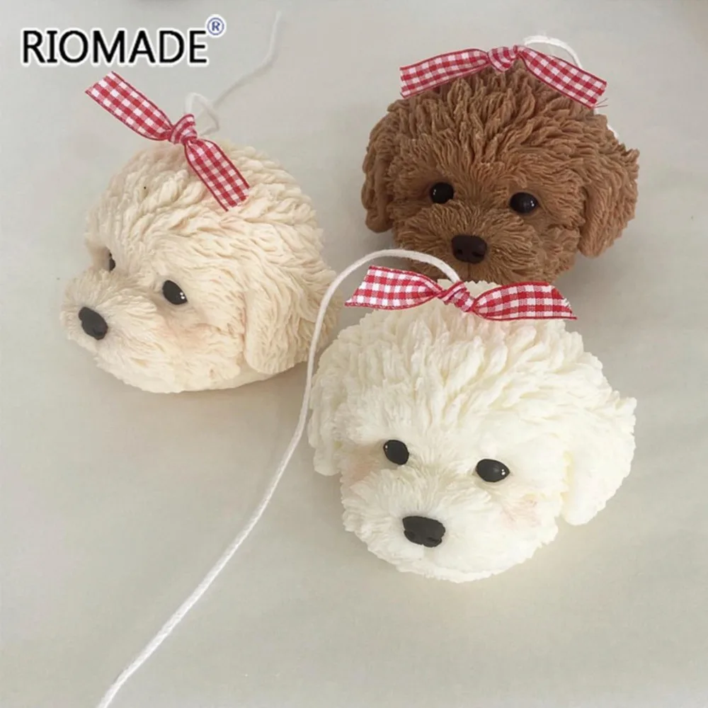 Teddy Dog Head Candle Mold Cute Animal Shape Handmade Aromatherapy Plaster Soap Silicone Mould DIY Home Decoration Tools