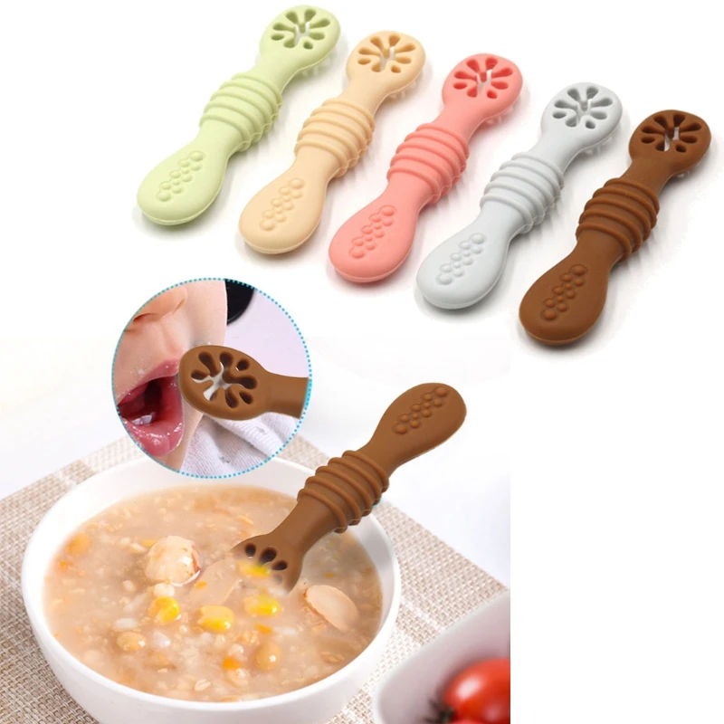 2021 New Baby-Led Weaning Silicone Spoon Learning Feeding Scoop Training Utensils Newborn Toddler Tableware