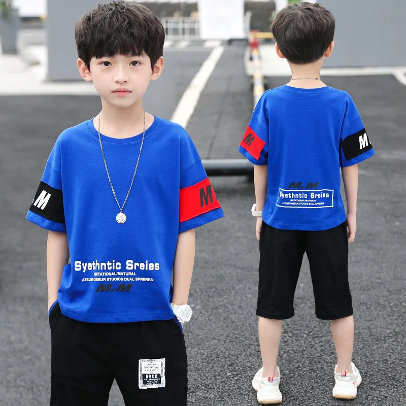 2024 summer spring Boys children Clothes Casual Outfit T-shirt + shorts Pants Kids Tracksuit Teenager 4 5 6 7 8 9 10 12 13 Year