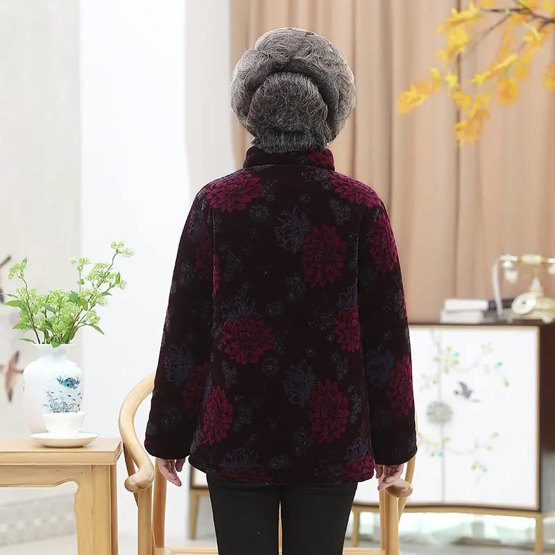 Plus Size 5XL Coat Elderly 60-80 Women Clothing Winter Warm Jacket Women\'s Short Overcoat Parkas Outerwear Grandmother Outfit