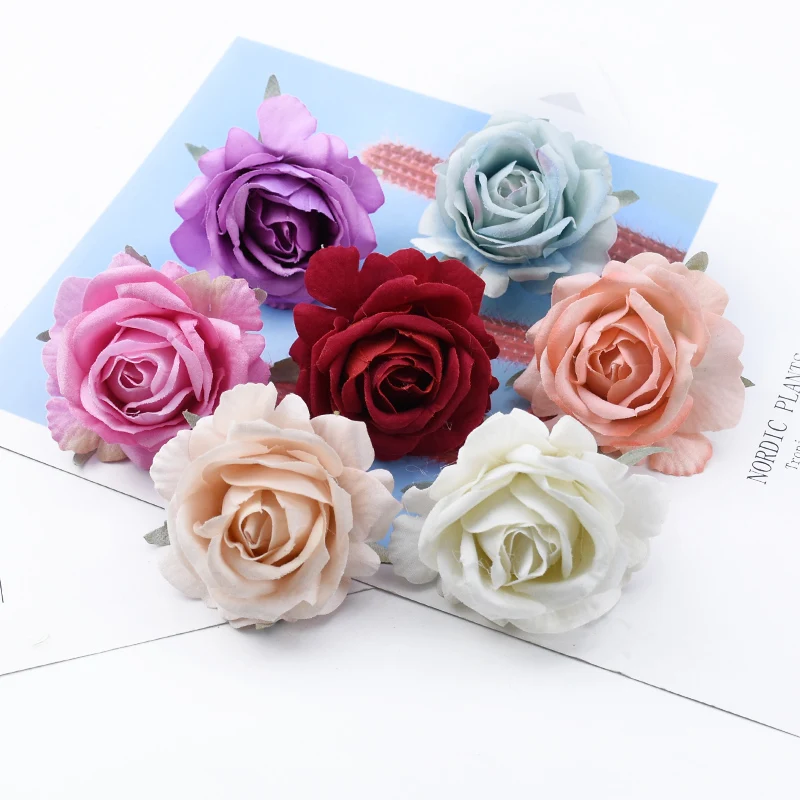 50/100 Pieces Artificial Flowers Wholesale High Quality Flannel Rose Wedding Flower Wall Background Home Decoration Accessories