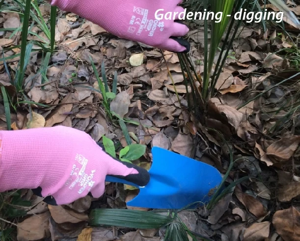 Children Gardening Glove Women Safety Glove Pink Nylon With Nitrile Sandy Coated Garden Work Glove