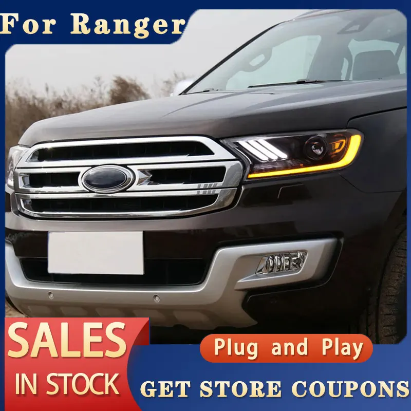 For Ford Ranger Everest Endeavour 2016-2021 LED Head lights DRL Fog Lamp Turn Signal Light Low & High Beam Lens