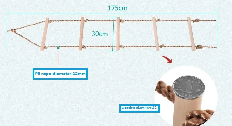 어린이 등반 사다리 나무 밧줄 사다리 어린이 등산 실내 야외 정원 키즈 스포츠 밧줄 스윙 안전 휘트니스 완구