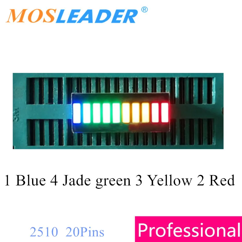 Mosleader 100Pcs 2510 10 Segmenten Display 1 Blauw 4 Groen 3 Geel 2 Rode Multi-color DIP20 Bargraph led Staafdiagram Licht Display