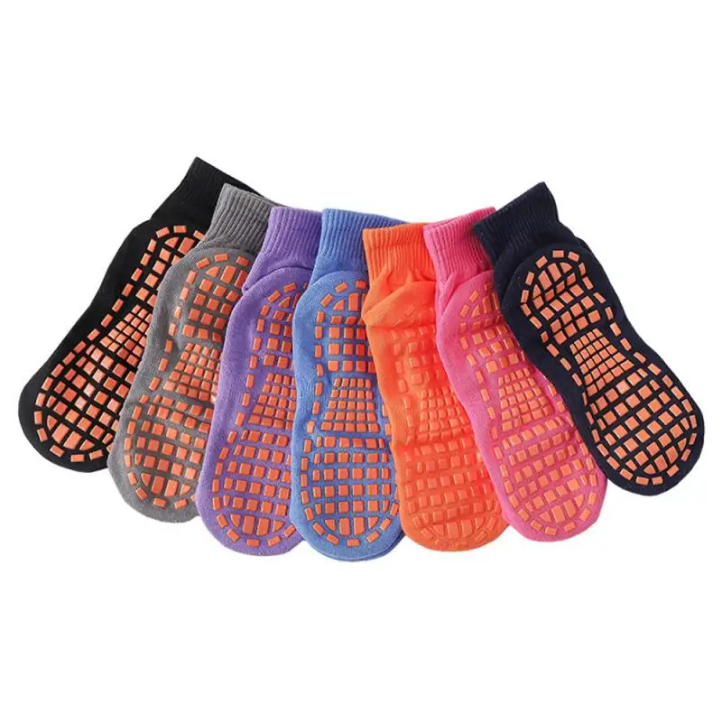 Kids Adults Anti-Slip Sock Cotton Breathable Wear Non Slip Sports Yoga Socks Sweat-absorbent Trampoline Socks Foot Massage