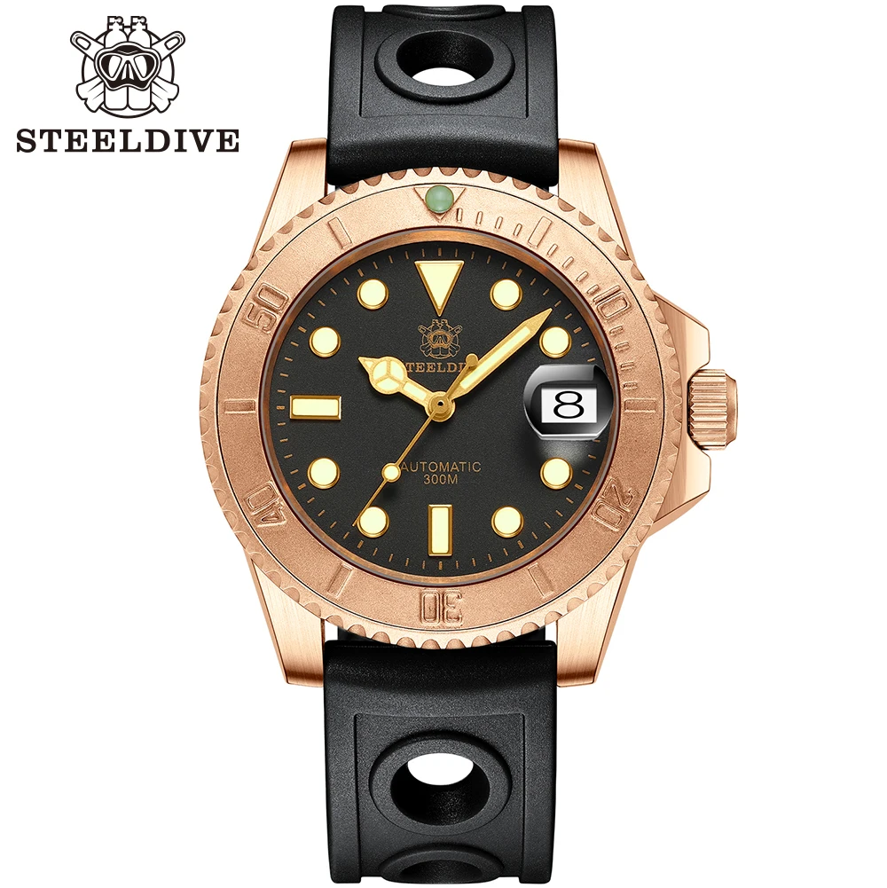 SD1953S New Arrival 2020 Steeldive Brand Bronze Dive Watch BGW9 Blue Lume 20ATM Mens Automatic Diving Watch NH35