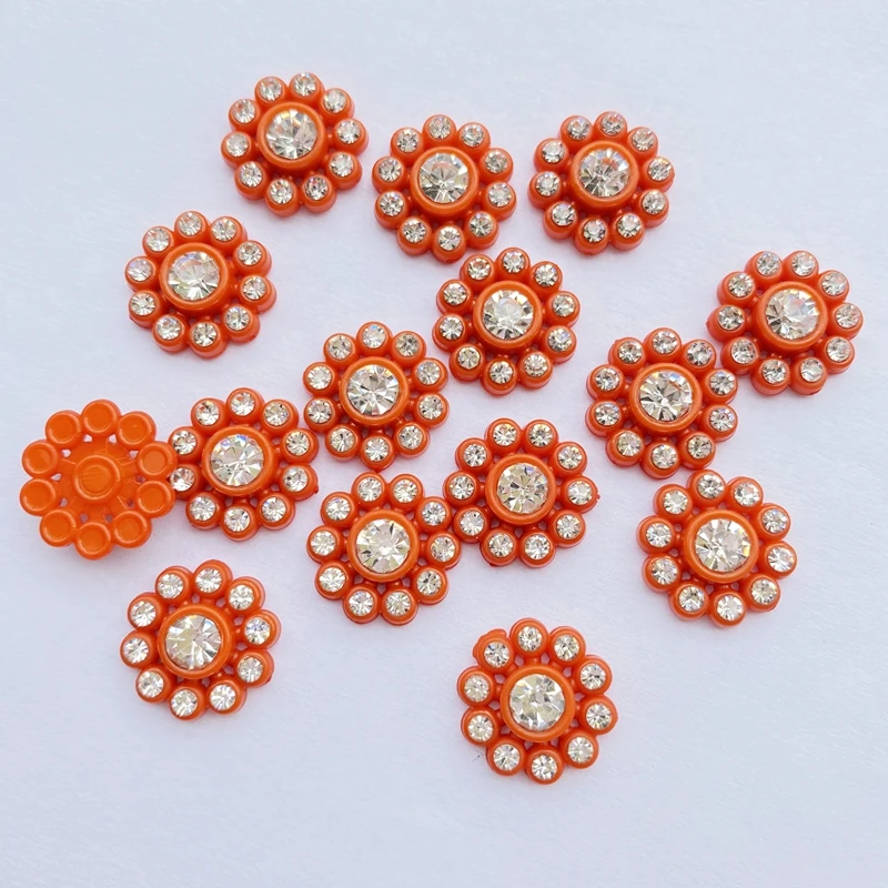 30Pcs Diy Mixed with shiny diamonds resin flower Flatback Cabochon Scrapbooking Fit Hair Clips Embellishments Beads D72