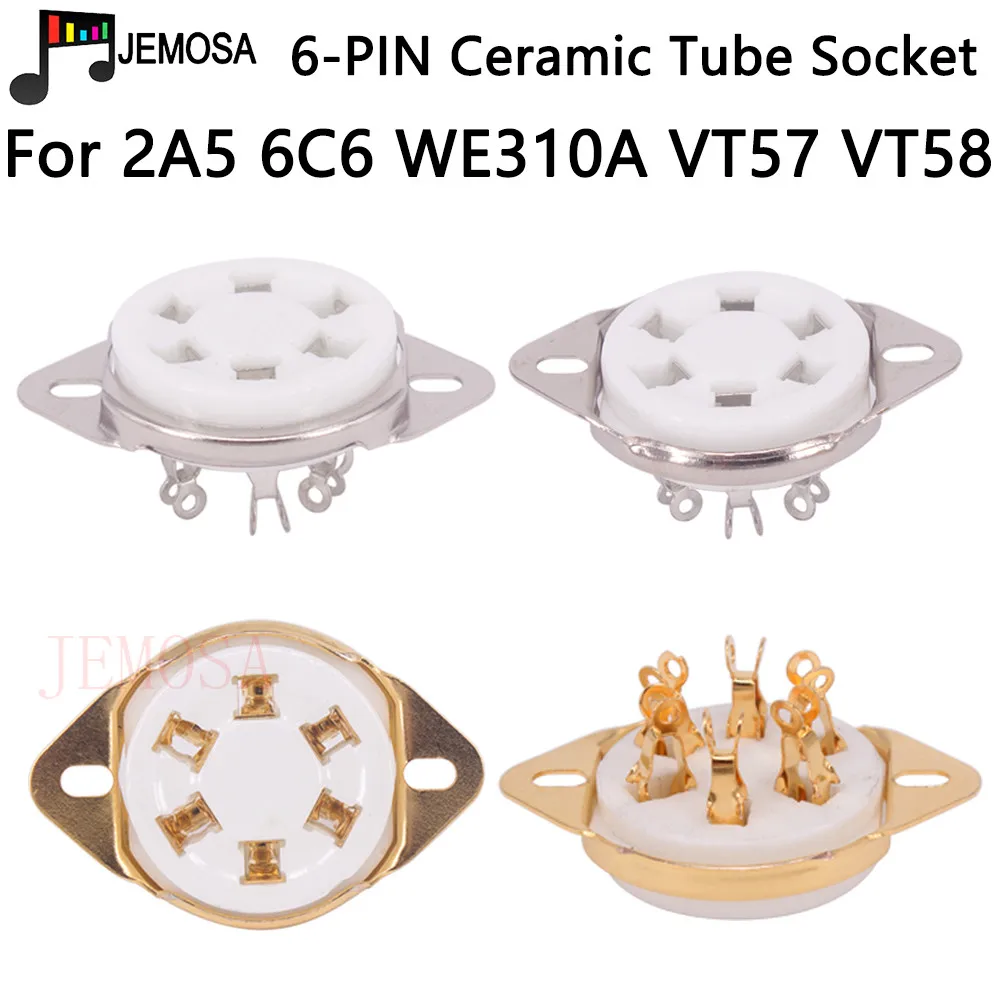 

5PCS Ceramic Tube Socket 6Pins Electron Tube Seat For WE310A 2A5 6C6 58 6D6 VT57 VT58 RK43 RK49 T21 41 Vacuum Tube Free Shipping