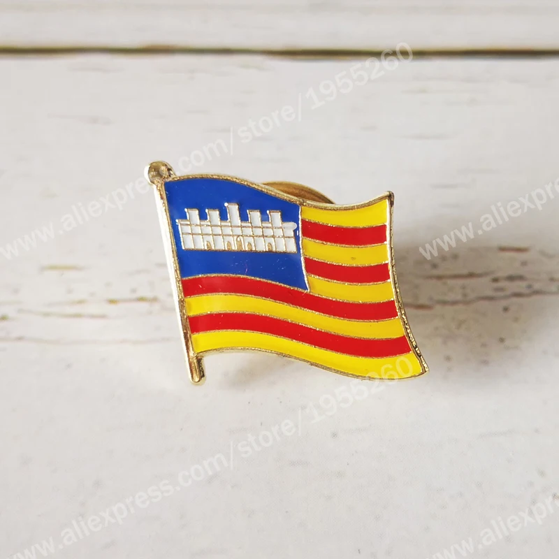 Balearic Flag Lapel Pins Spain Provincial Nationalities Region Brooch Crystal Epoxy Metal Enamel Badge