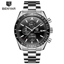 BENYAR 2021 Men's Watch Top Brand Luxury Business Steel Quartz Watch Casual Men's 30M Waterproof Watch Relogio Masculino