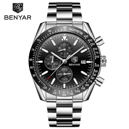 Imagen 1 del producto BENYAR 2021 reloj para hombre de marca superior de lujo de negocios reloj de cuarzo de acero Casual para hombre 30M reloj impermeable reloj Masculino