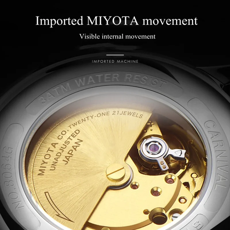 2023 Top brand luxury Carnival mechanical watches men MIYOTA automatic men watch gold military reloj hombre sapphire waterproof