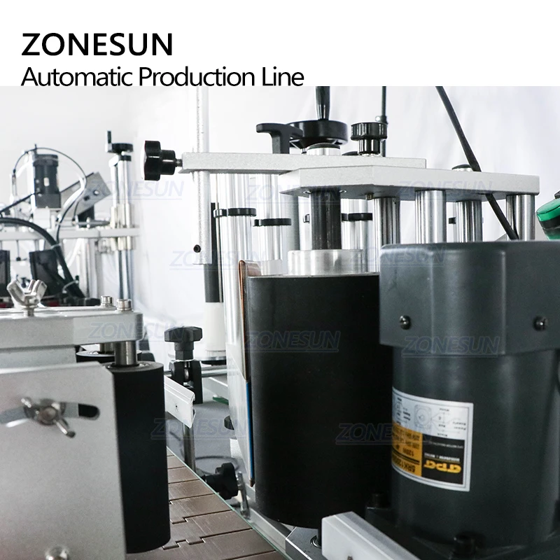 ZONESUN-máquina automática de tapado y etiquetado, dispositivo redondo de llenado de pistón para botellas de Perfume y champú líquido, ZS-FAL180R5