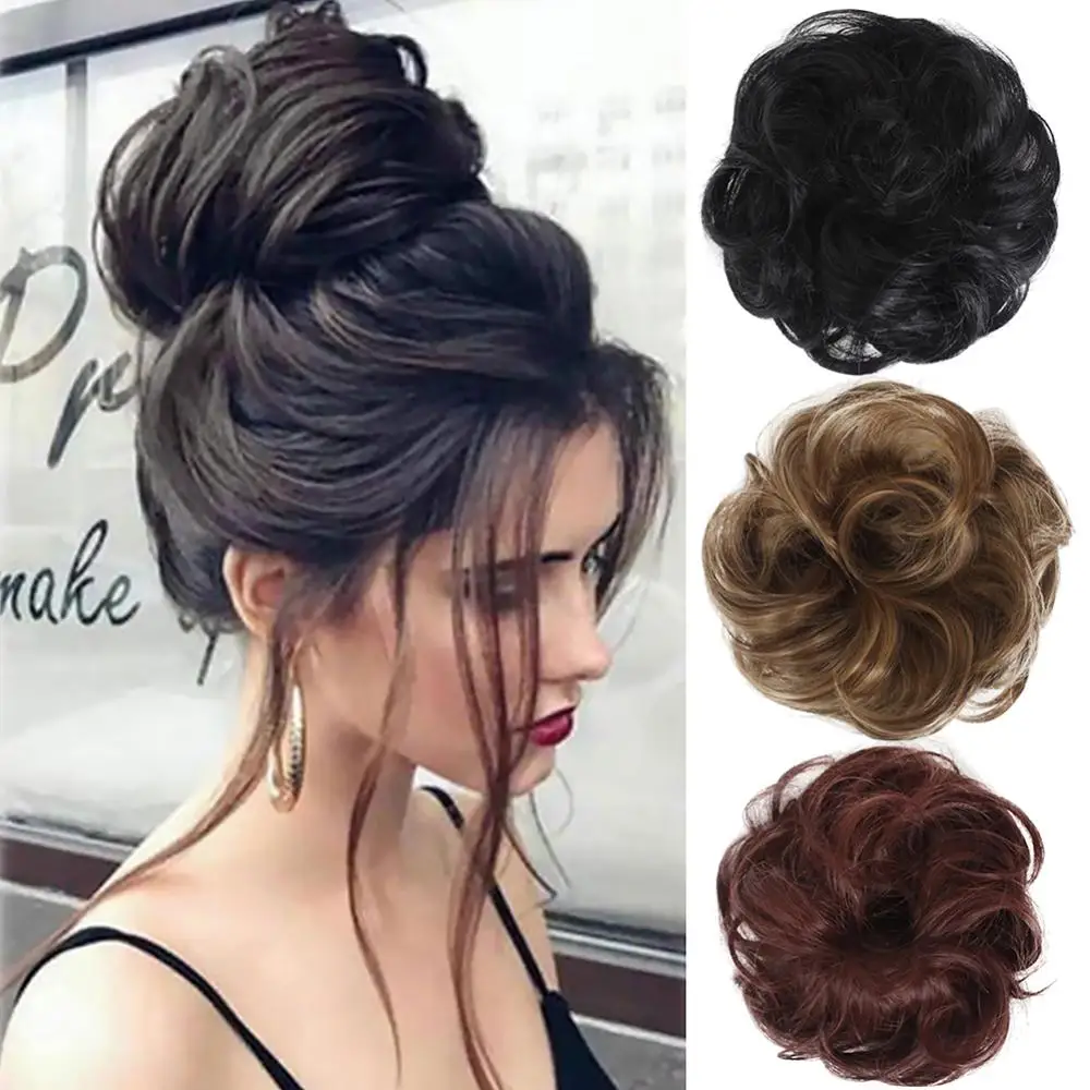 Elastic Chignon Curly Messy Wavy Hair Bun Extension Hairpiece Wig Scrunchie