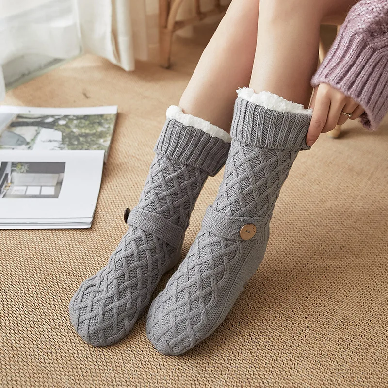 Christmas Socks Autumn and Winter Women's Room Socks Snow Socks Thickened Fleece-Lined Home Sleeping Socks Carpet Foot Sock