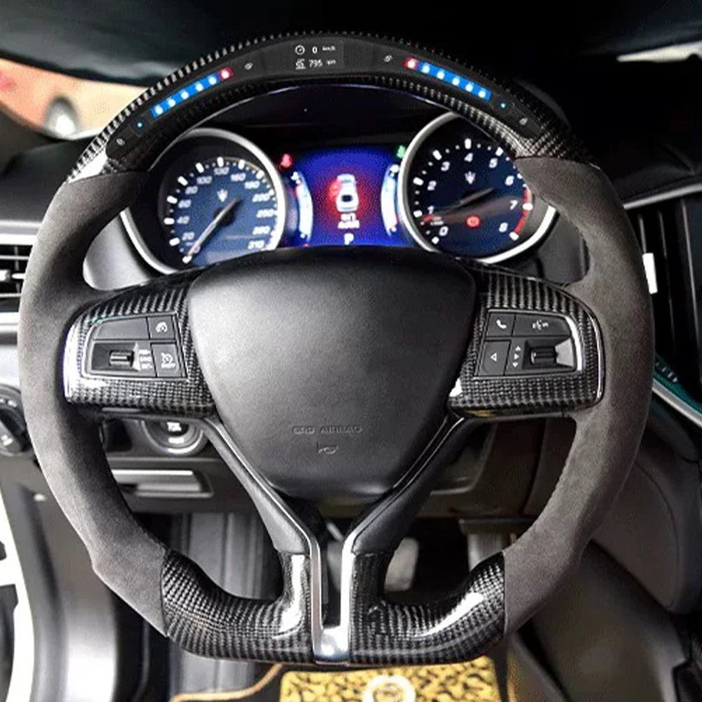 Suitable for Maserati Ghibli Levante Quattroporte carbon fiber sports steering wheel, LED racing steering wheel