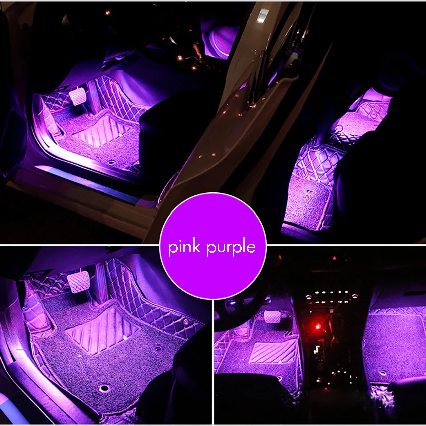 7色rgb 48 LED室内装飾ストリップライト,ムードライト,ワイヤレスリモコン,車の充電器,室内灯