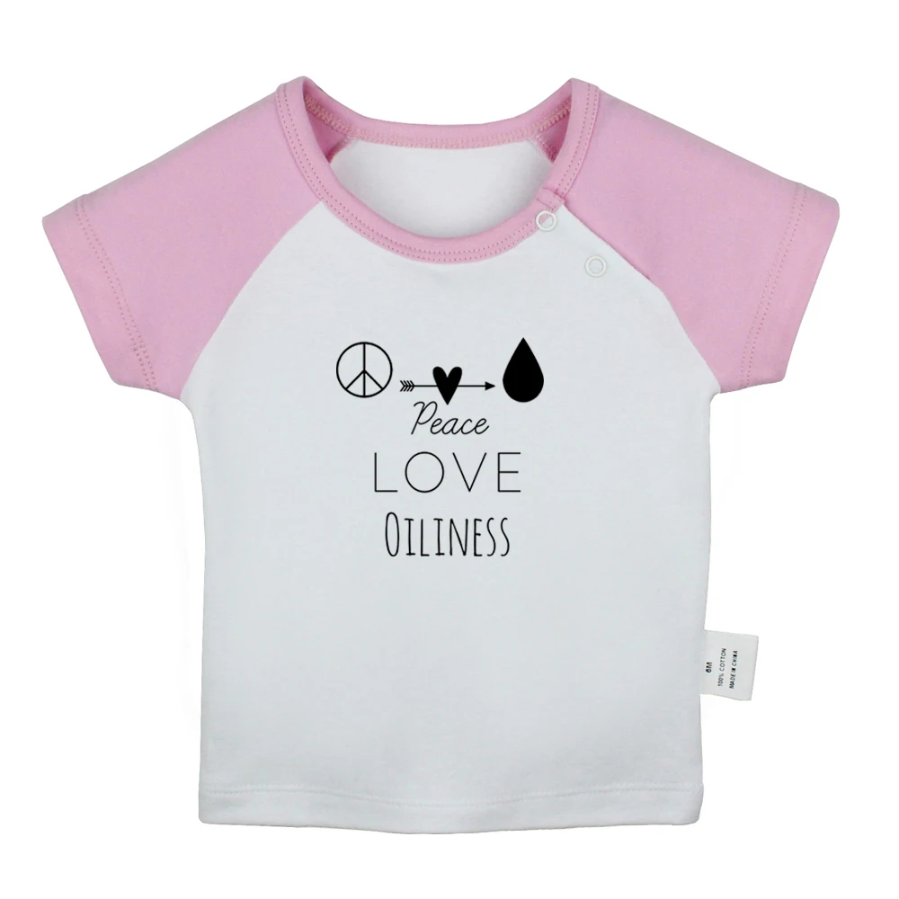 Peace Love and Oiliness Train Hard or Go Home Design Newborn Baby T-shirts Toddler Graphic Raglan Color Short Sleeve Tee Tops