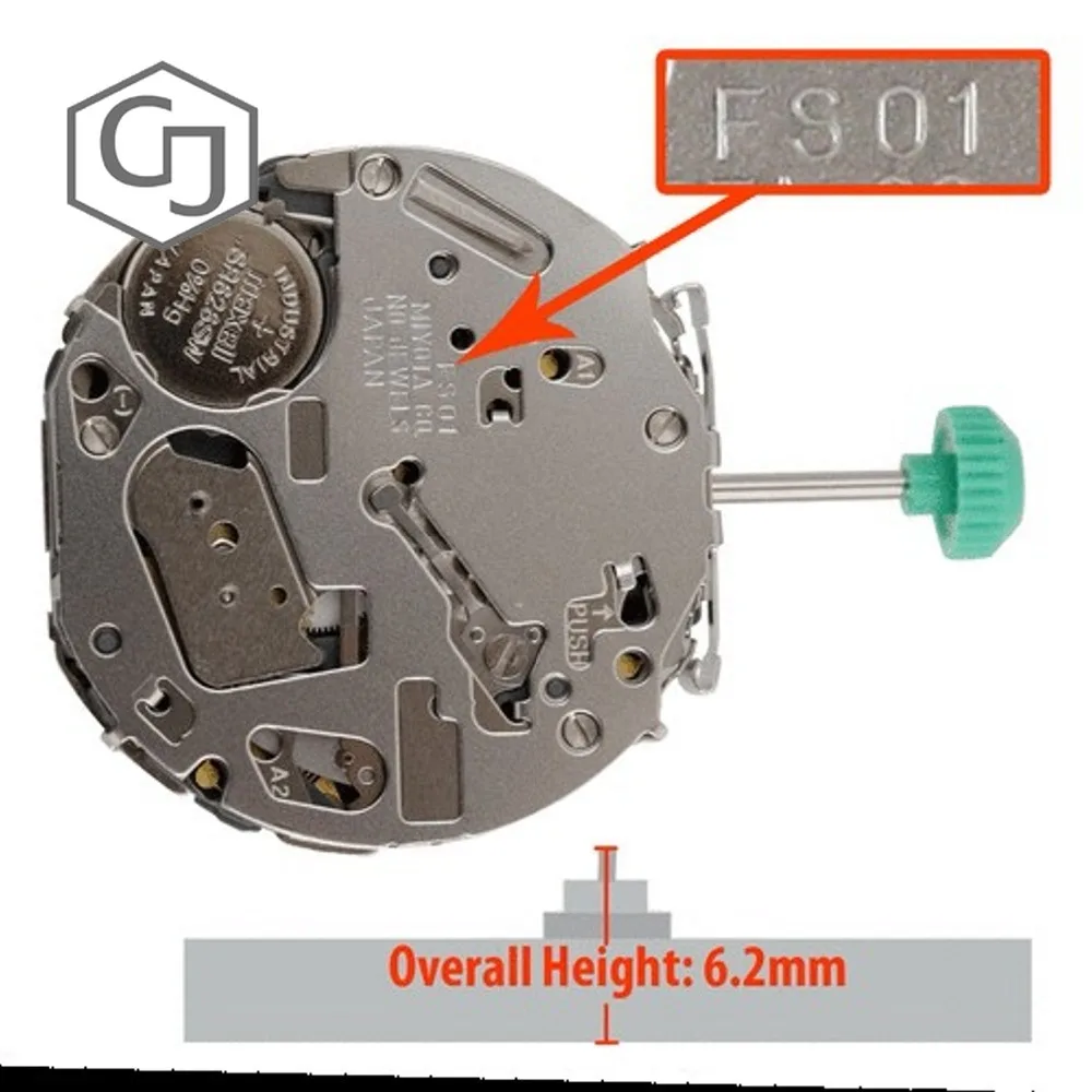 ميوتا FS01 3 عيون كرونوغراف اليابان جعل حركة الكوارتز زر دفع مائلة