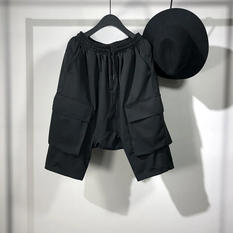 

Men's Shorts Summer New Solid Color Elastic Waist Design Symmetrical Multi-Pocket Loose Cargo Shorts Slim Low Grade Shorts