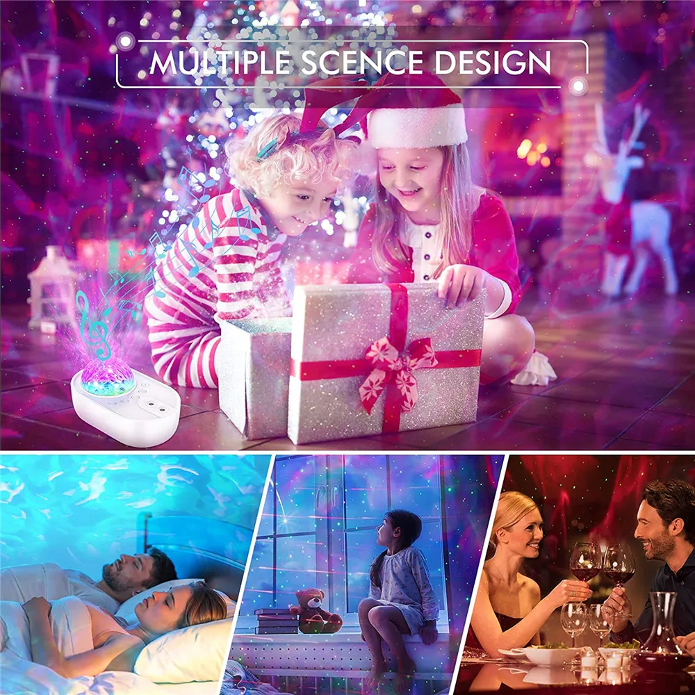 Bluetooth Star Projector Galaxy Projector Starry Night Light telecomando Ocean Wave Light Projector per Party Home Bedroom