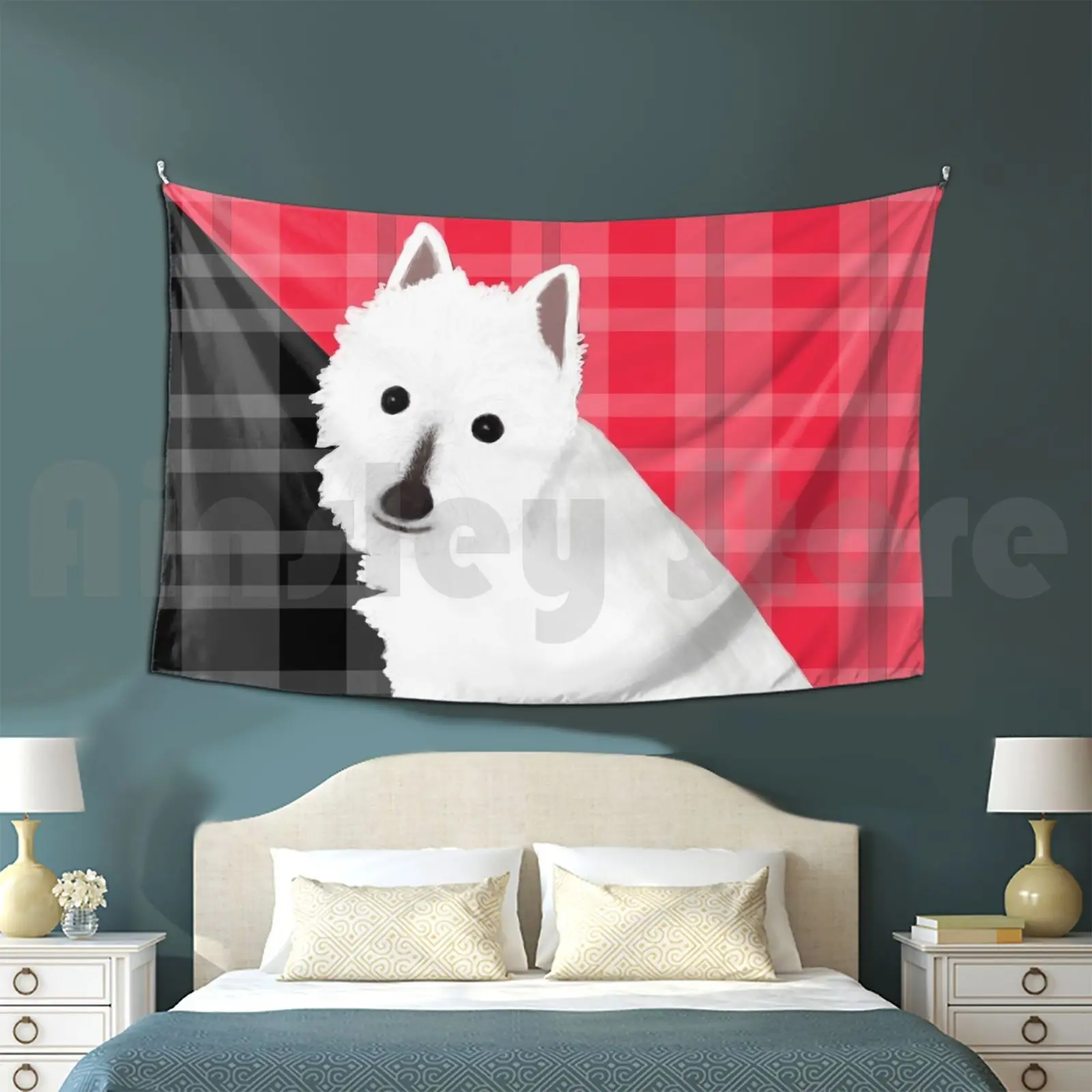 Tapestry Fiona The Westie With Red And Black Plaid 811 Westie West Highland White Terrier