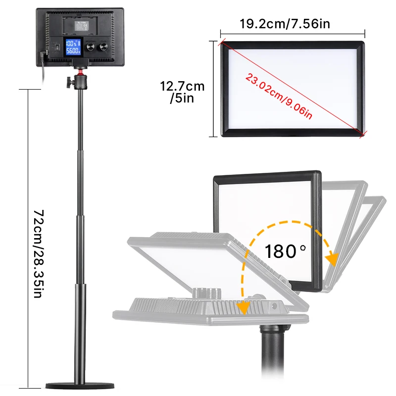 VIJIM K3 LED Video Light Panel Dimmable Photography Lighting Lamp with Desk Light Stand For Live Stream Photo Studio Fill Light