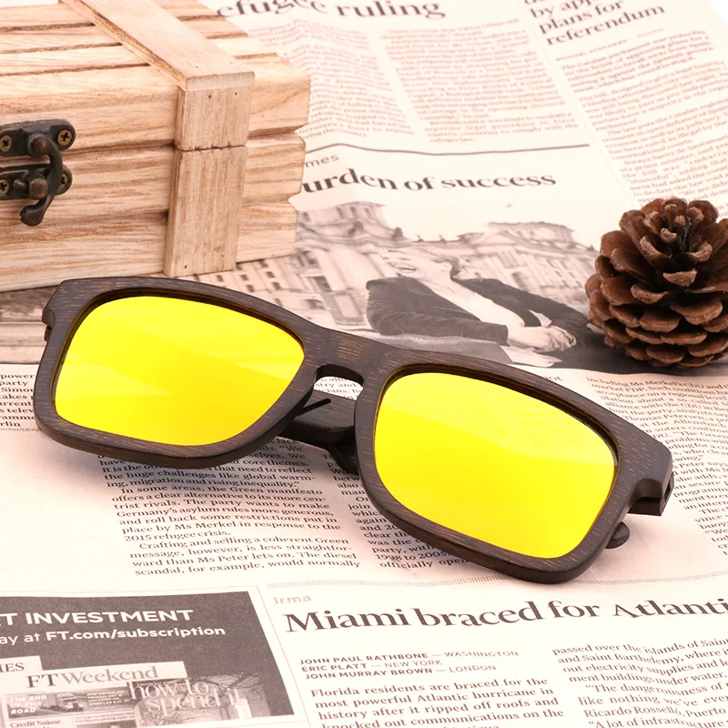 2020 Sunglasses Men Polarized UV400 High Quality Retro Men\'s Sunglasses Women Handmade Bamboo Wood Glasses  Gafas de sol hombre