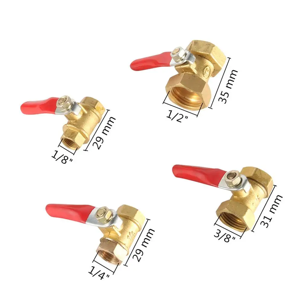 2Pcs Brass Ball Valve 1/4” 1/8\