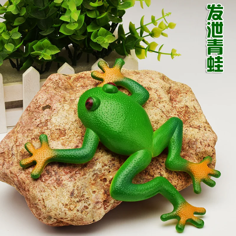 Simulation Frog Model Decoration Creative And Tricky Vent Frog Toy Soft Rubber Fake Frog Tropical Rain Forest Green Frog