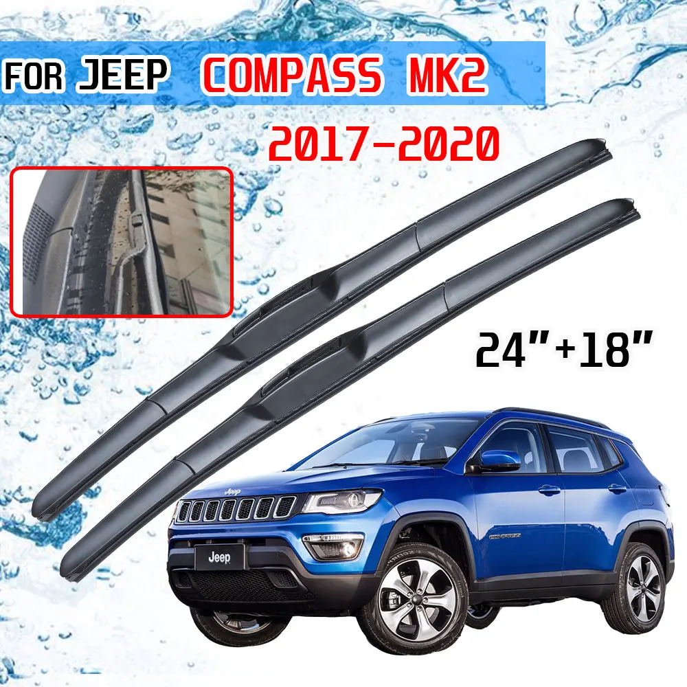 For Jeep Compass 2017 2018 2019 2020 MK2 2nd Gen Accessories Front Windscreen Wiper Blade Brushe for Car Cutter U Type  J Hook