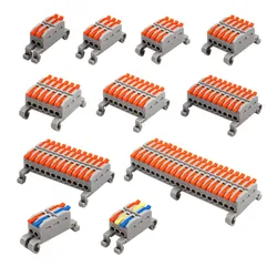 Mini Wire Electrical Connectors Rail Type 2-20 Pins Fast Universal Compact Conductor Wiring Cable Push-in Butt Terminal Block