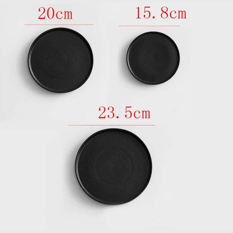 11 Inch Dinner Plate Black and White Ceramic Western Steak Ramen Plate Home Round Fruit Dessert Snack Plate Restaurant Tableware