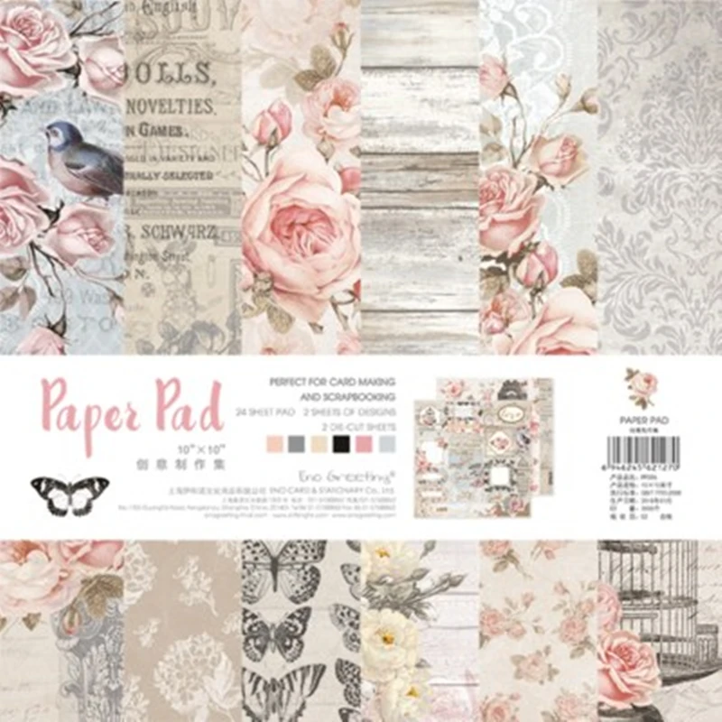 ENO 10 inch rose garden scrapbook paper greeting scrapbook paper pad set DIY paper-cutting kit hand ledger decorative paper