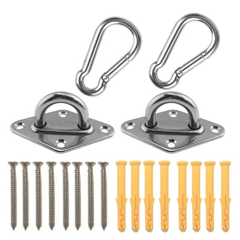 Heavy Duty Hammock Hanging Kit Eye Plates Ceiling Wall Mount Anchor Hooks Hanger for Hammock Swing Chair